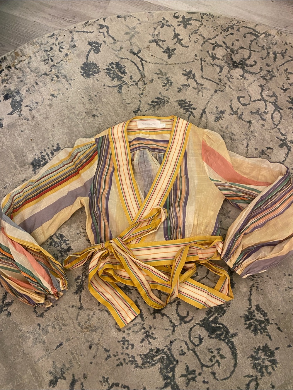 Zimmermann Multi-Striped Yellow-cream Blouse